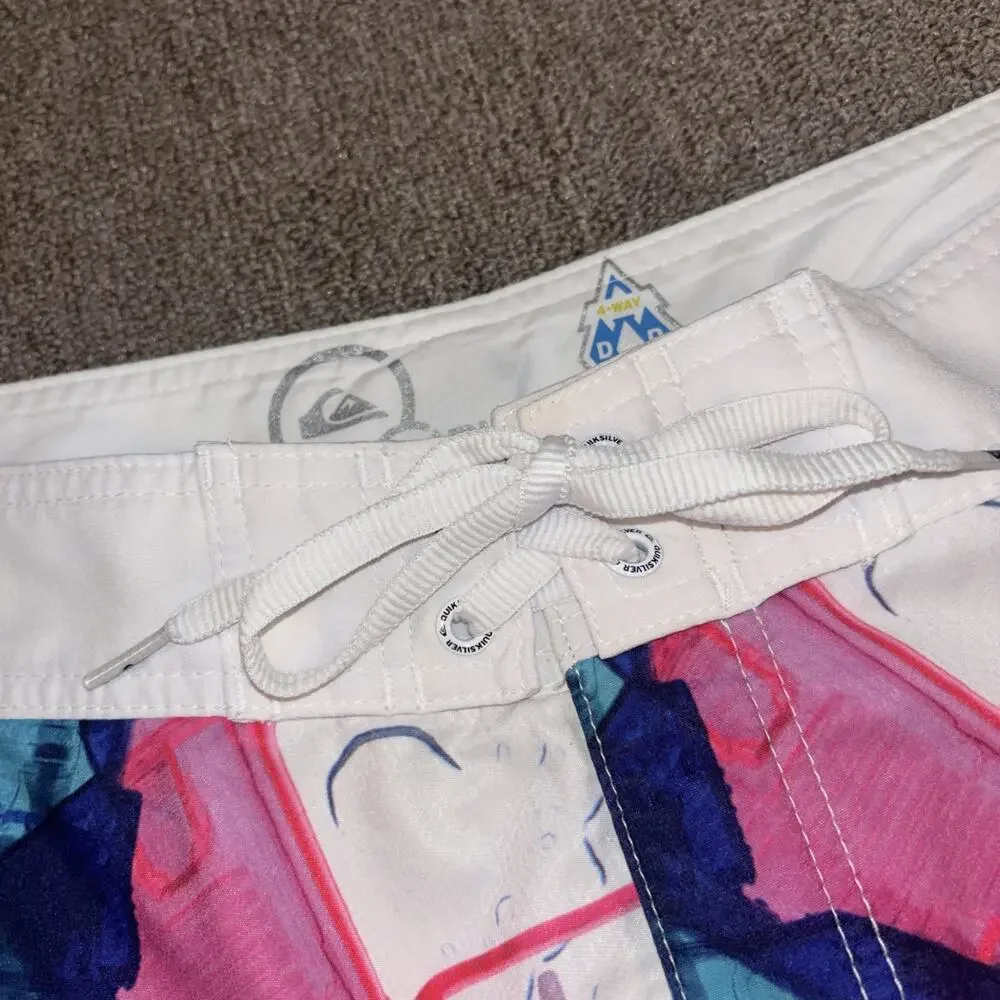 Ultra-Rare Vintage Quiksilver Water Gun Boardshorts Size 38 Abstract Colorful